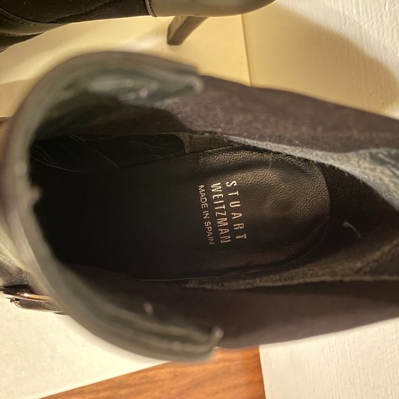 Stuart Weitzman Black Leather Suede Booties - Picture 8 of 12